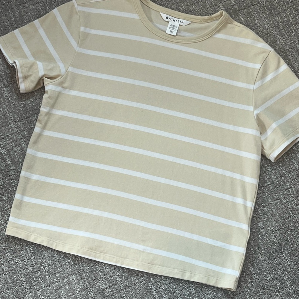 Athleta Winona Dune Striped Short  Sleeve Essential Tee Sz XXS